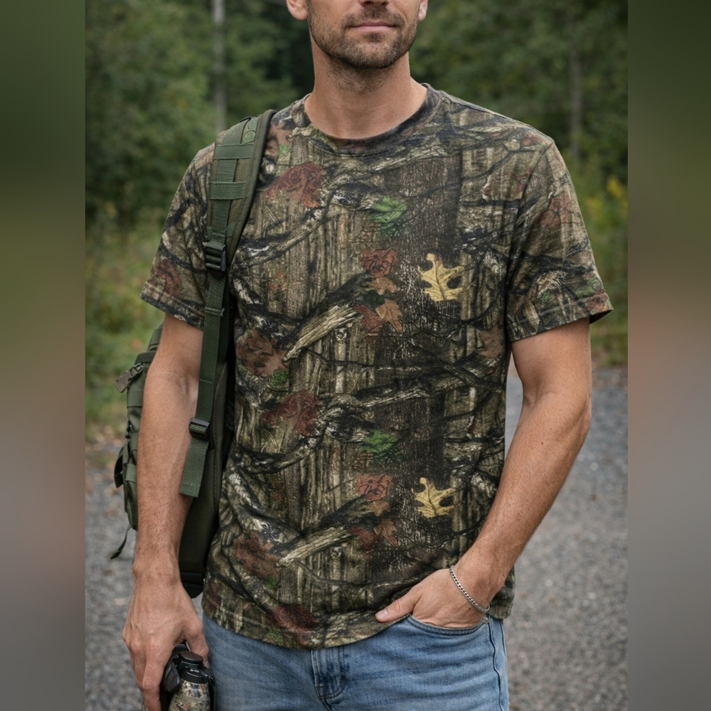 Mossy Oak Camo T-Shirt Size S RealTree Style Hunting Graphic Tee
